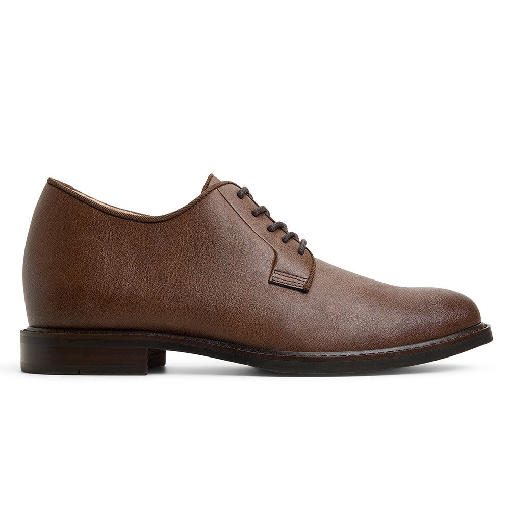 7 CM/2.76 Inches CMR CHAMARIPA Men's Brown Vegan Derby Elevator Shoes – 7CM Height Boost, Formal & Eco-Conscious Style