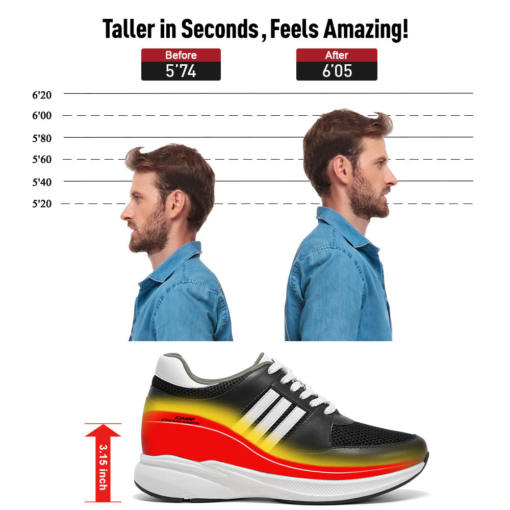 8 CM / 3.15 Inches CMR CHAMARIPA Elevator Sneakers Height Increasing Comfortable Sports Shoes