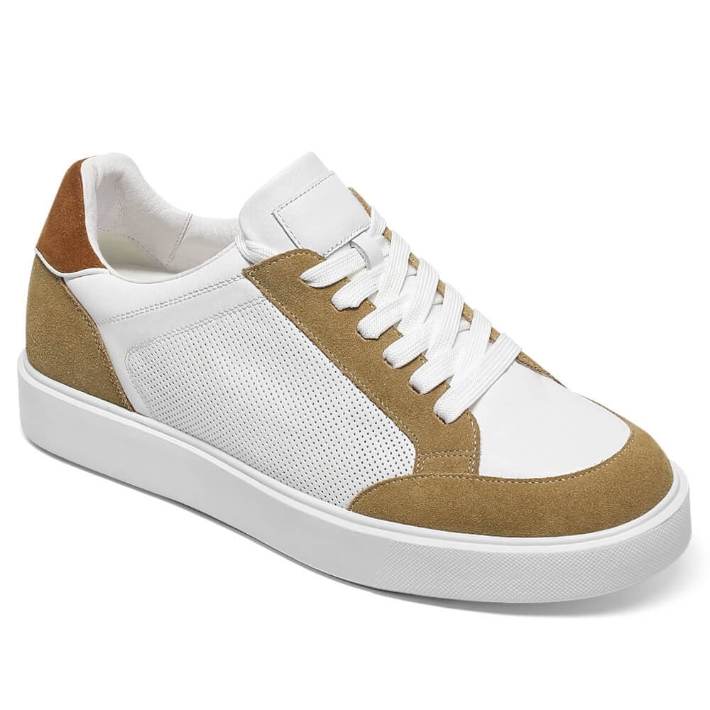7 CM/2.76 Inches CMR CHAMARIPA CMR CHAMARIPA Men's Height-Increasing Elevator Shoes - White Leather Casual Sneakers for Instant Height Boost & Stylish Comfort