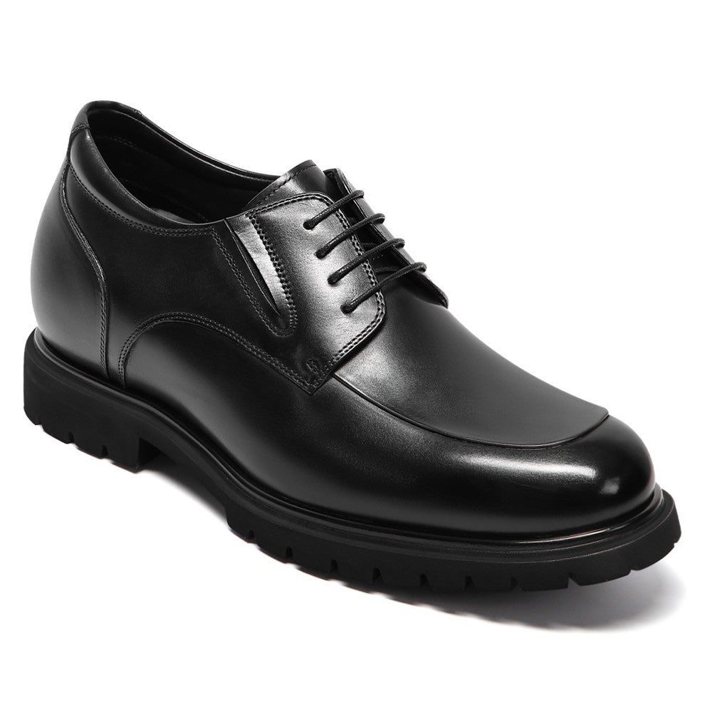 8 CM/3.15 Inches CMR CHAMARIPA Men's Black Leather Derby Elevator Shoes