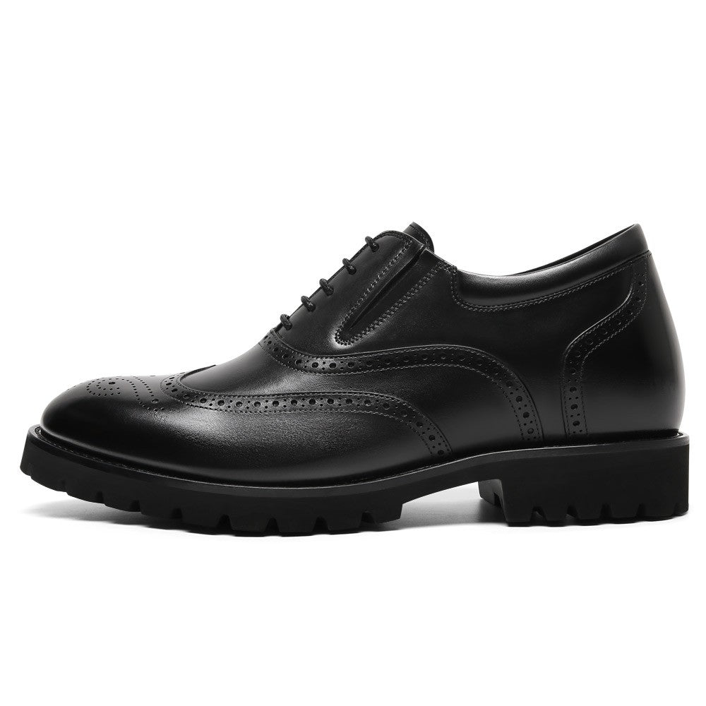 8 CM /3.15 Inches CMR CHAMARIPA Men's Brown Leather Elevator Brogue Oxford Shoes