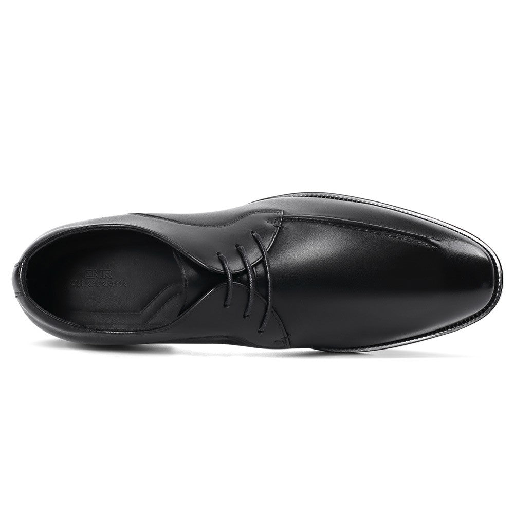 7 CM/2.76 Inches CMR CHAMARIPA Men's Elevator Dress Shoes - Black Leather Lace-Up Formal Shoes