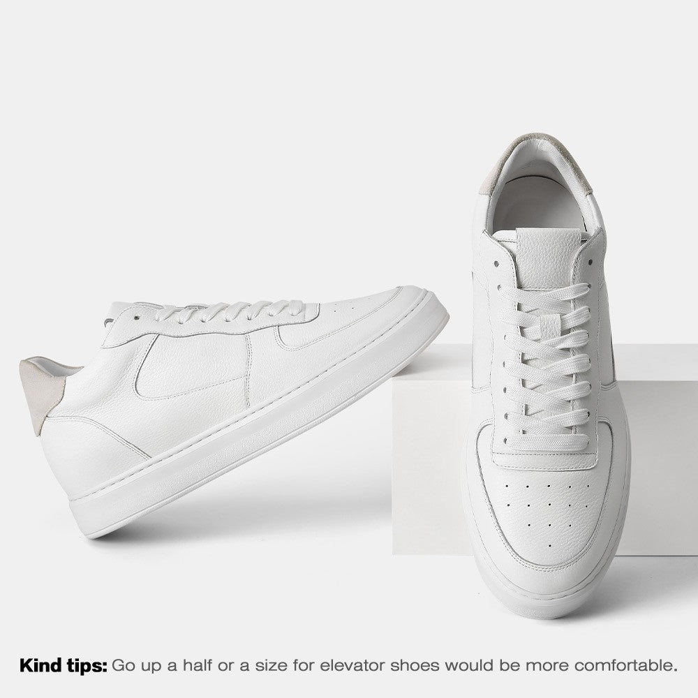 6 CM/2.36 Inches CMR CHAMARIPA Men's Elevator Shoes – White Leather Height Increase Sneakers - Comfortable & Stylish Taller Look Shoes