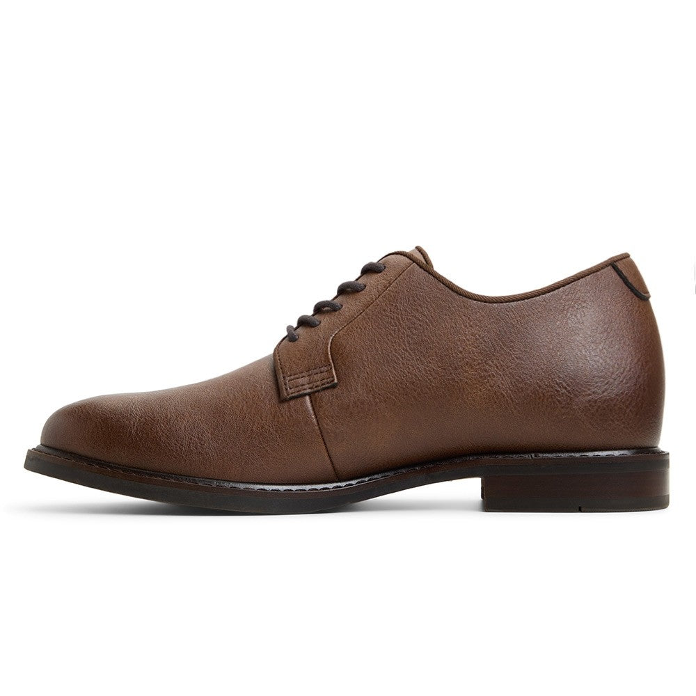 7 CM/2.76 Inches CMR CHAMARIPA Men's Brown Vegan Derby Elevator Shoes – 7CM Height Boost, Formal & Eco-Conscious Style