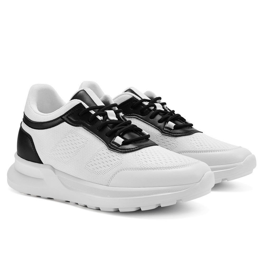 7 CM /2.76 Inches CMR CHAMARIPA Men's White Knit Elevator Sneakers – Lightweight Height Increasing Shoes
