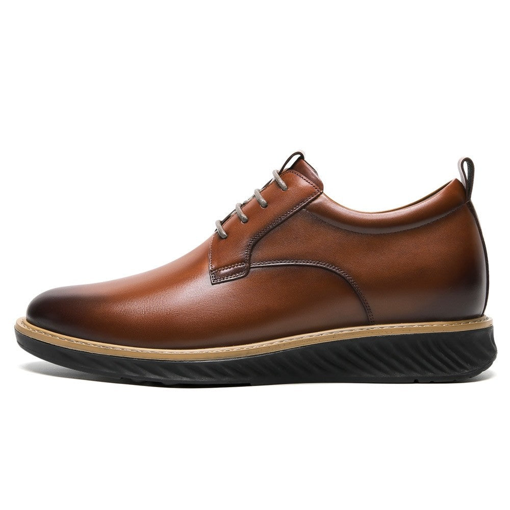 7 CM/2.76 Inches CMR CHAMARIPA Men’s Elevator Dress Shoes - Brown Leather Business Derby Shoes