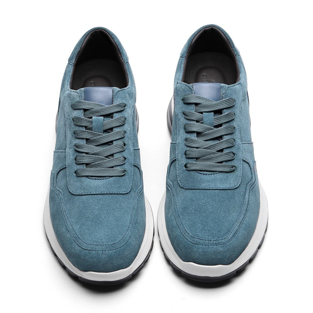7CM/2.76 Inches CMR CHAMARIPA  Custom-Made Navy Suede Elevator Sneakers for Men