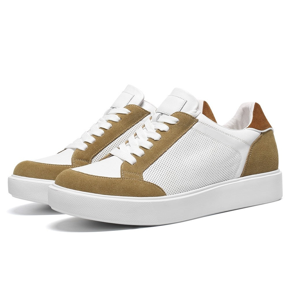 7 CM/2.76 Inches CMR CHAMARIPA CMR CHAMARIPA Men's Height-Increasing Elevator Shoes - White Leather Casual Sneakers for Instant Height Boost & Stylish Comfort