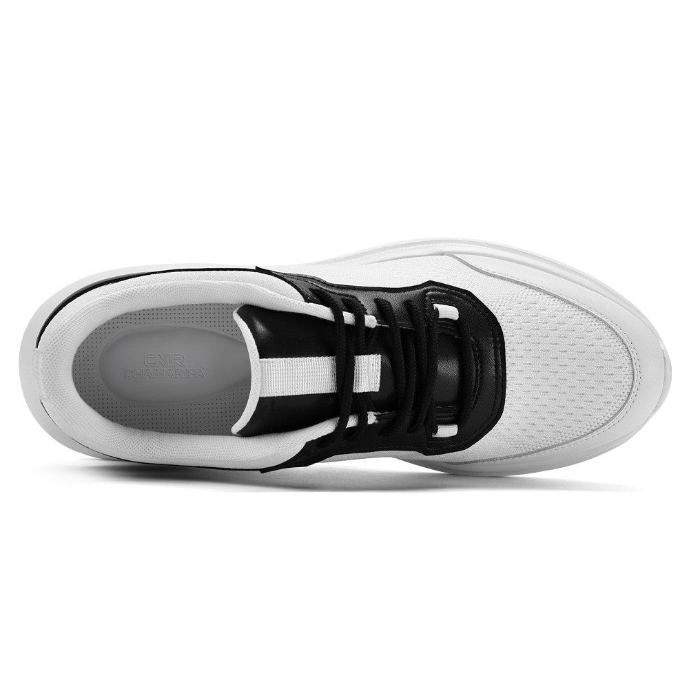 7 CM /2.76 Inches CMR CHAMARIPA Men's White Knit Elevator Sneakers – Lightweight Height Increasing Shoes