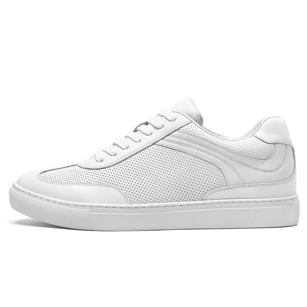6 CM/2.36 Inches CMR CHAMARIPA Men’s Elevator Casual Sneakers - Crisp White Leather Shoes for Subtle Height Boost & Everyday Style