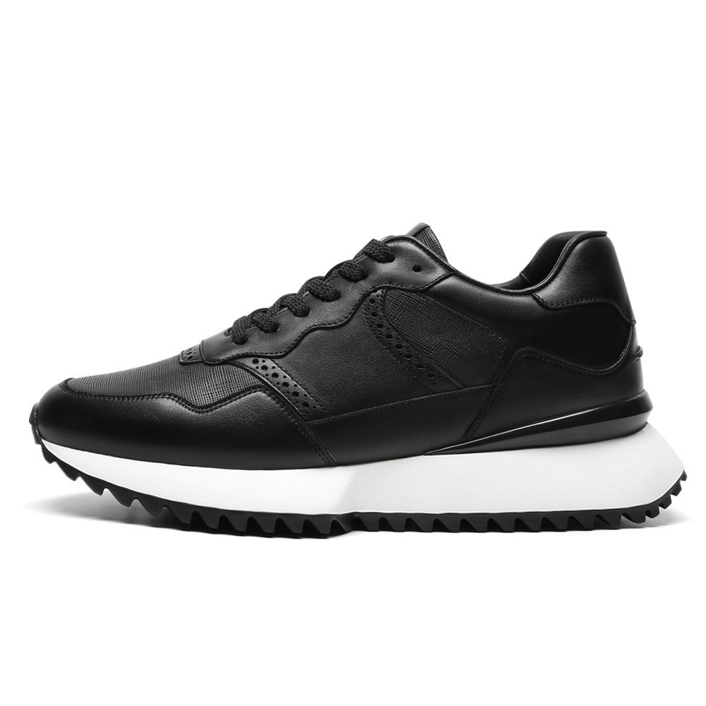 8 CM/3.15 Inches CMR CHAMARIPA Men's Height-Increasing Athletic Shoes - Black Leather Casual Sports Sneakers for Enhanced Stature & Active Comfort