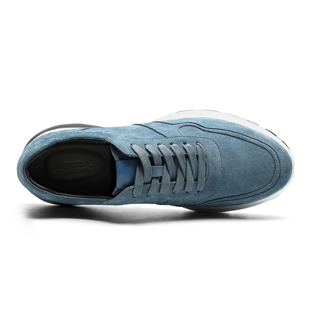 7CM/2.76 Inches CMR CHAMARIPA  Custom-Made Navy Suede Elevator Sneakers for Men