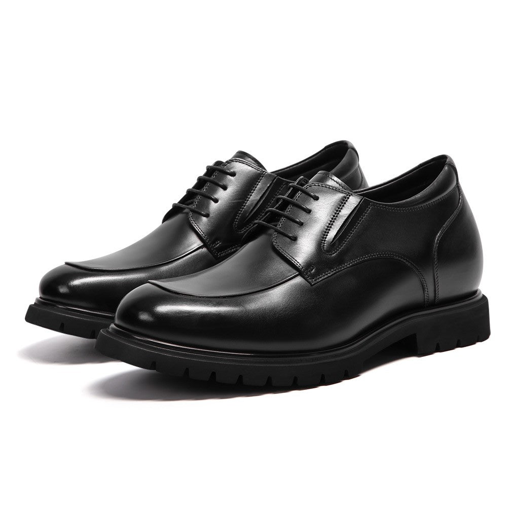 8 CM/3.15 Inches CMR CHAMARIPA Men's Black Leather Derby Elevator Shoes