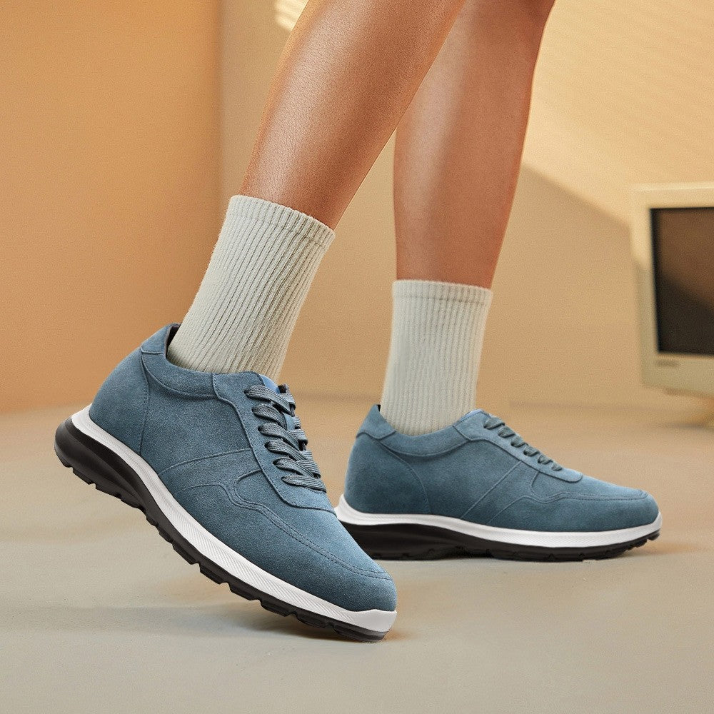 7CM/2.76 Inches CMR CHAMARIPA  Custom-Made Navy Suede Elevator Sneakers for Men