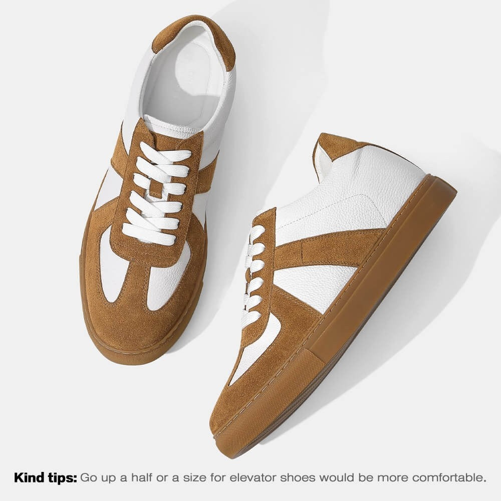 7 CM/2.76 Inches CMR CHAMARIPA Men's Elevator Sneakers – Brown Suede Height Increase Shoes