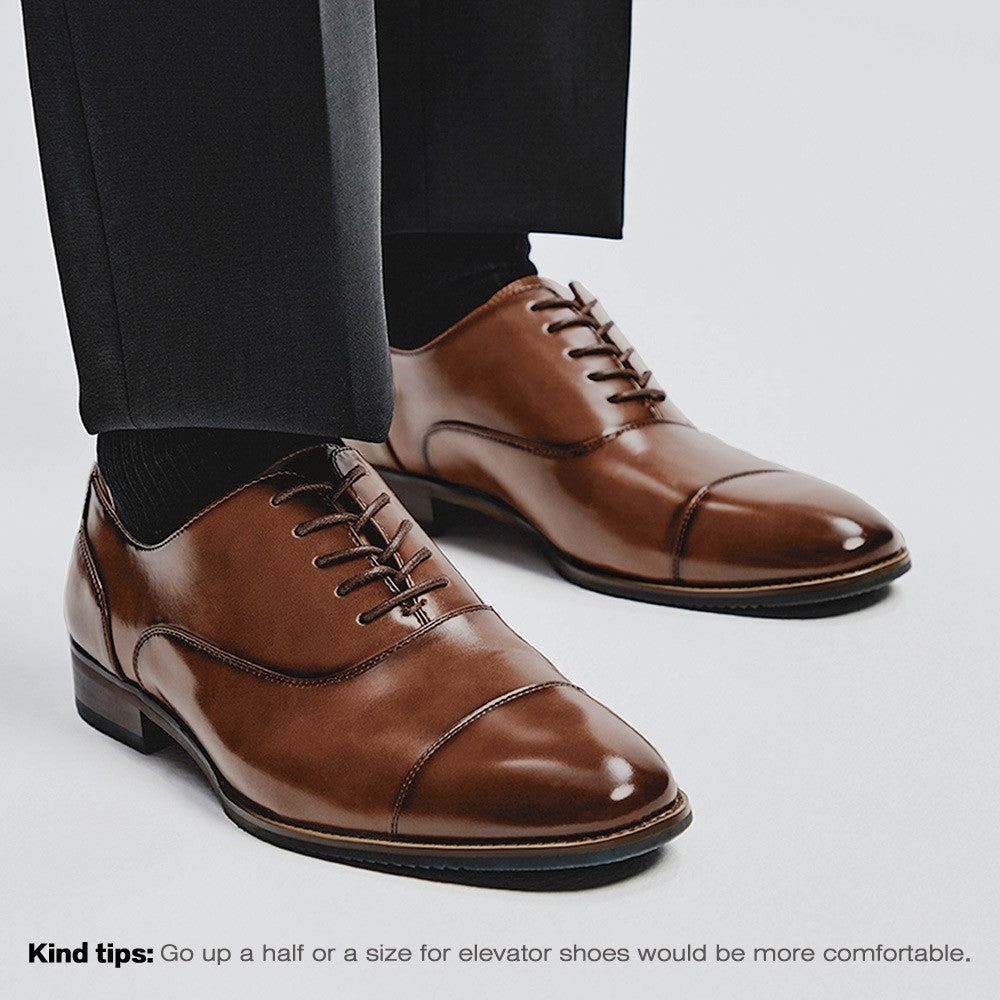 7 CM/2.76 Inches CMR CHAMARIPA Men’s Height-Increasing Oxford Shoes – Cognac Leather | 7CM Taller