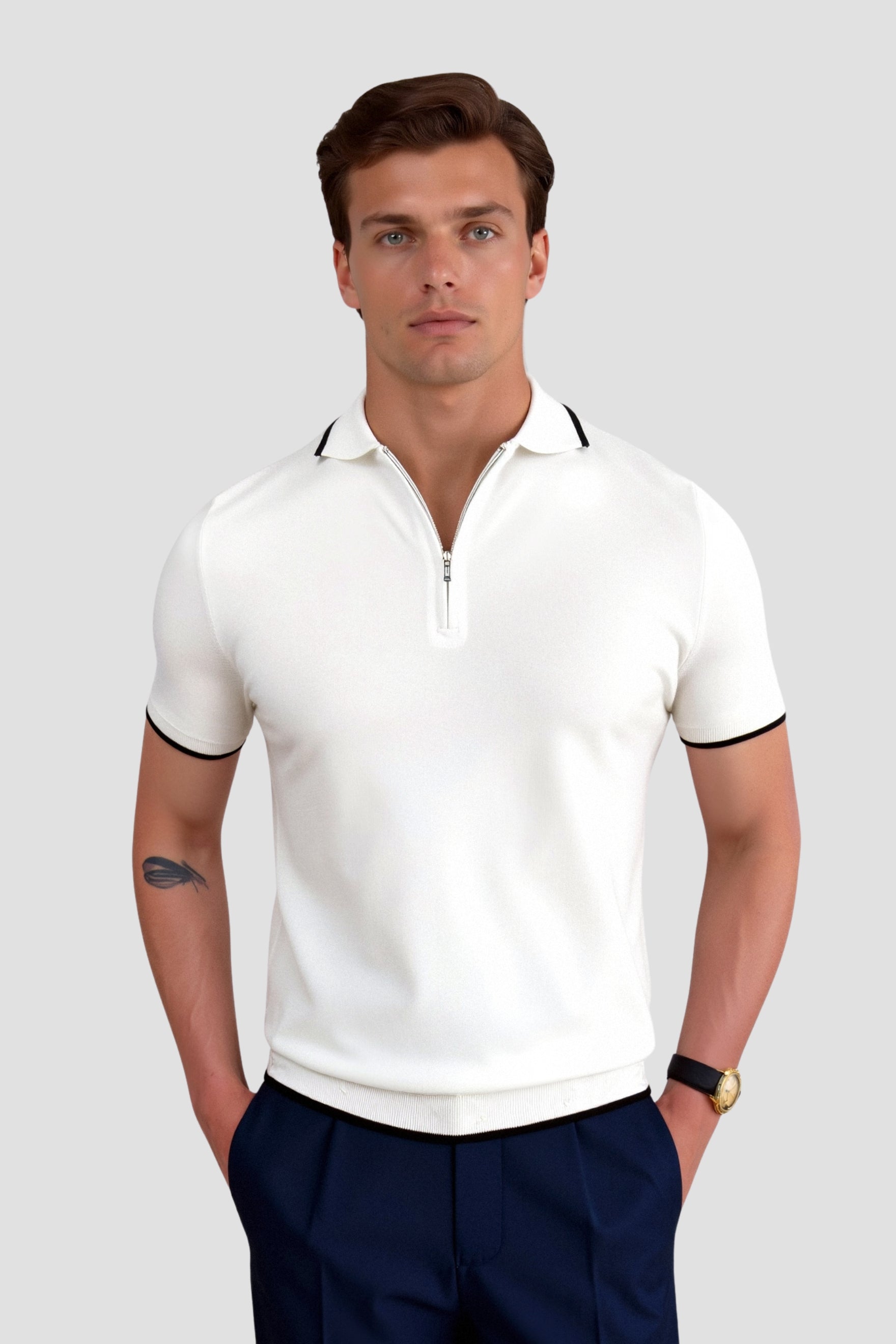 Cavallo  Knitted Quarter Zip Golf Polo