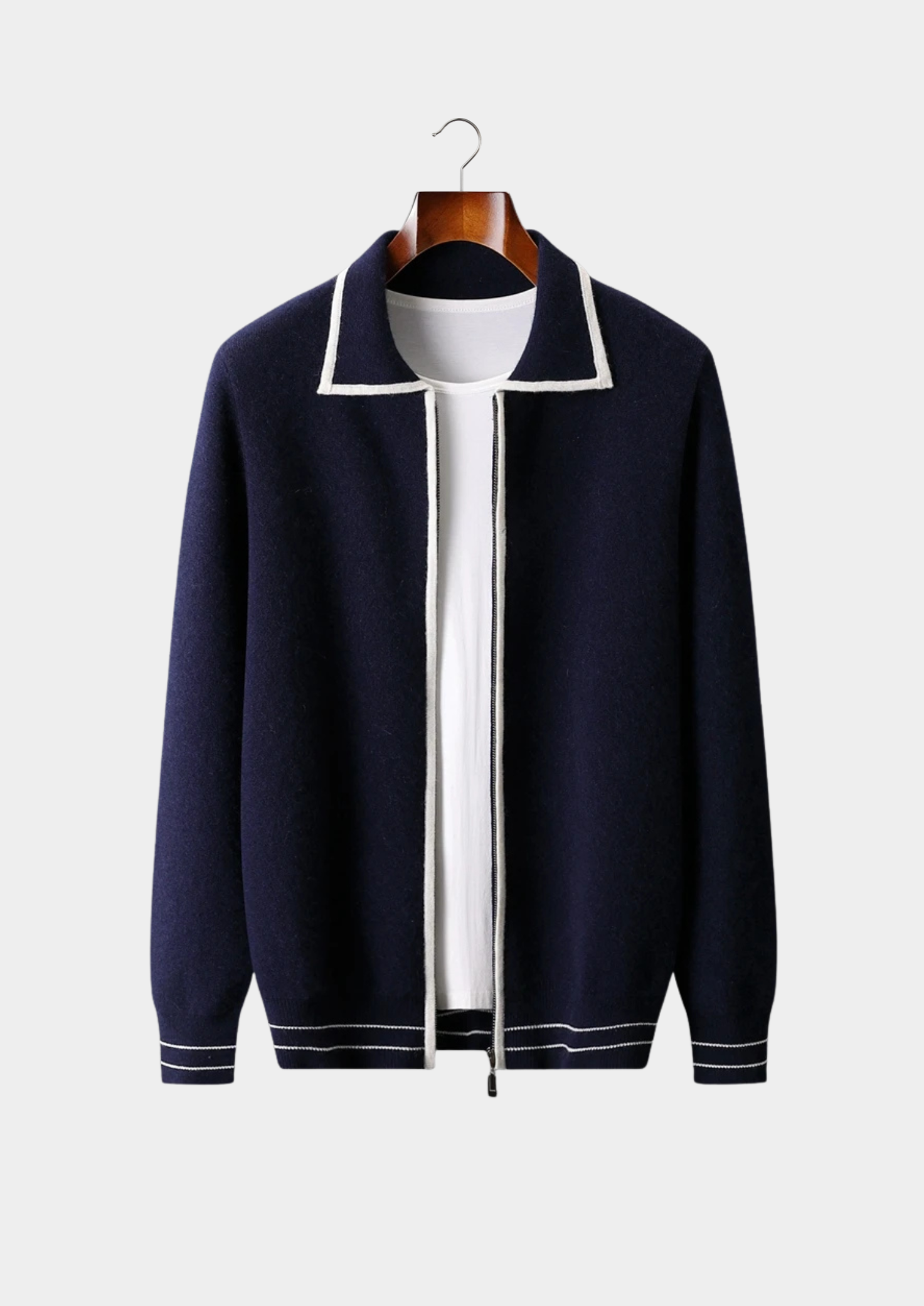 CAVALLO WOOL TWO-TONE POLO CARDIGAN