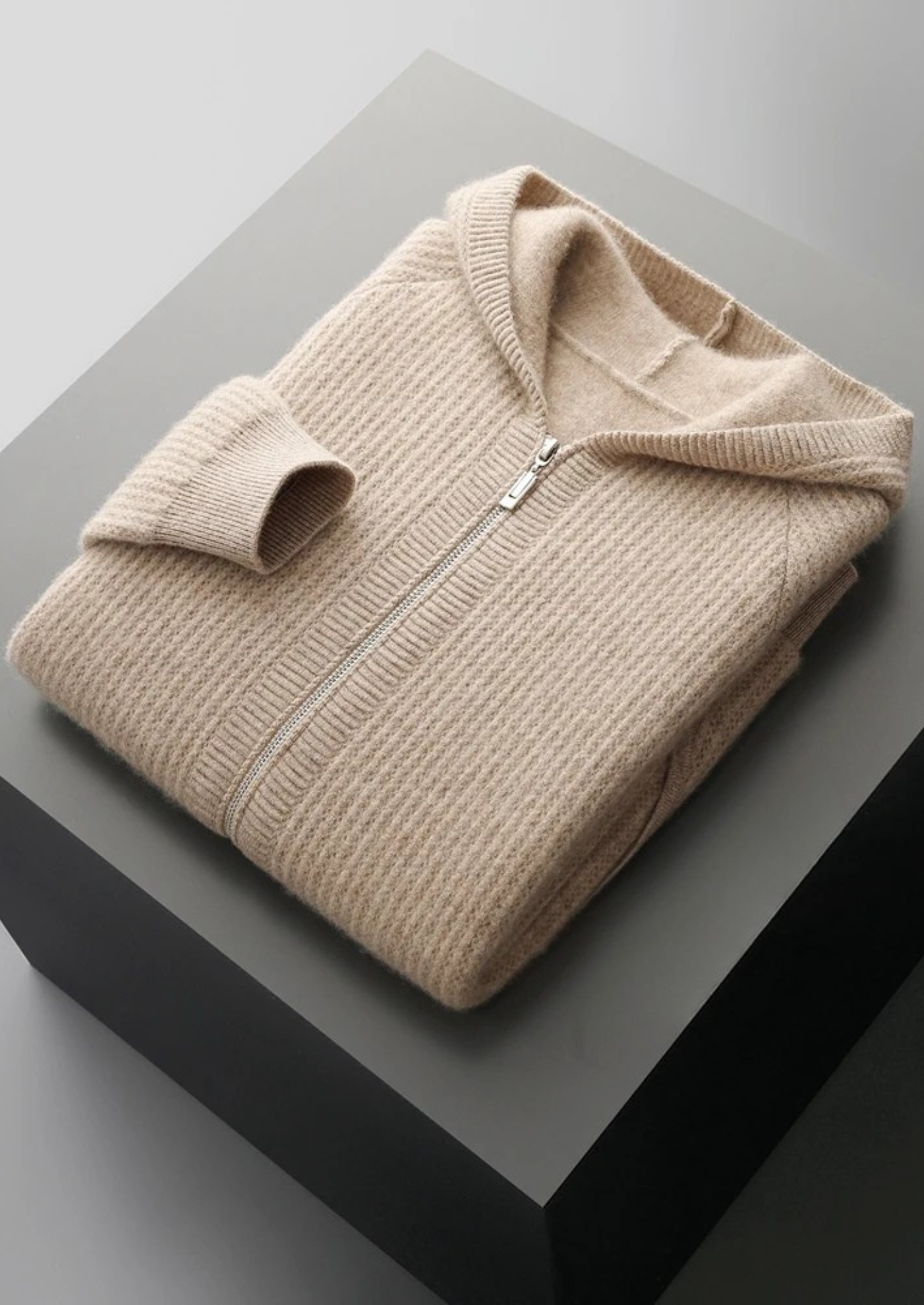 Cavallo  Wool Ribbed Zipper Hoodie