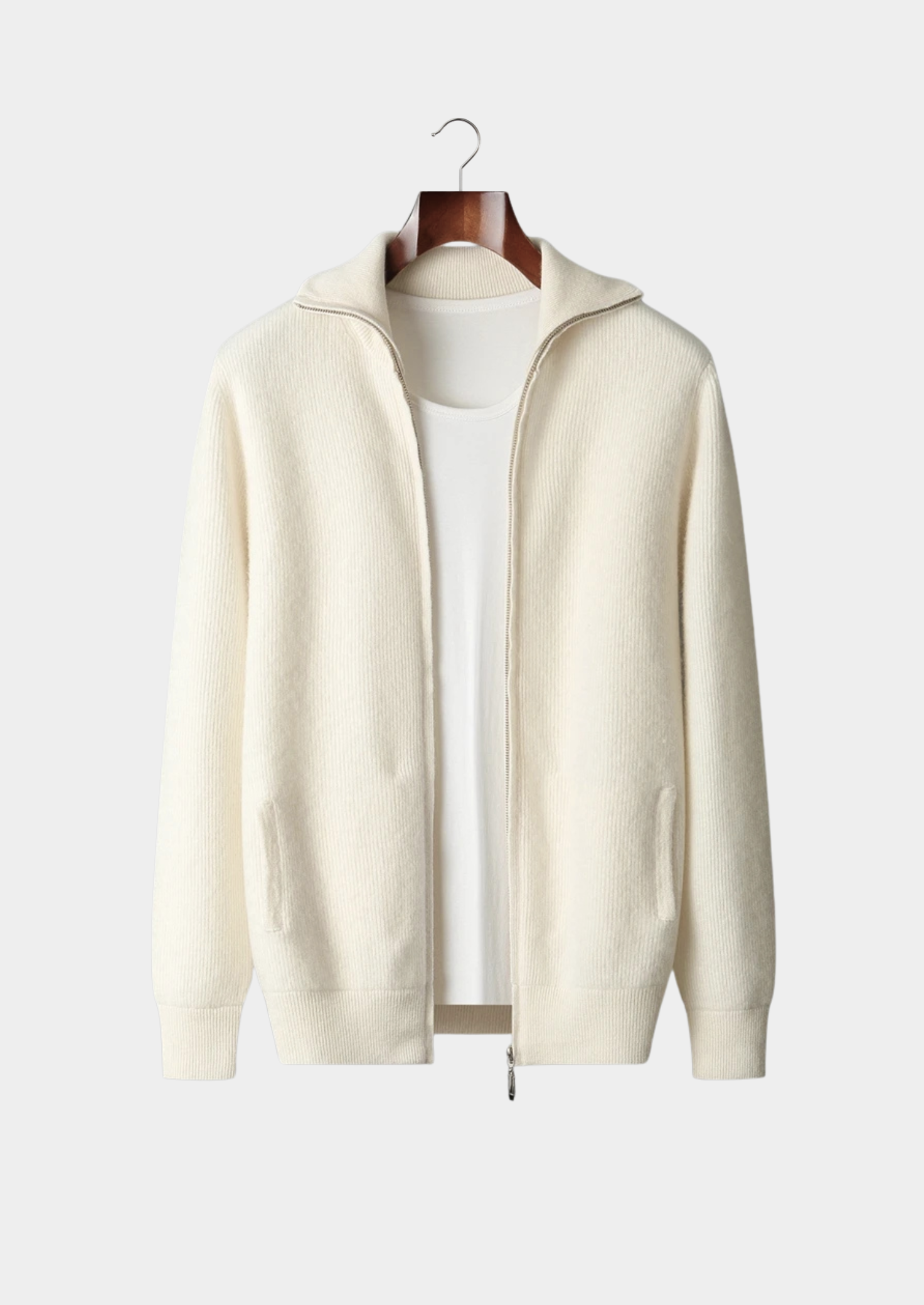 CAVALLO WOOL RIBBED ZIPPER CARDIGAN