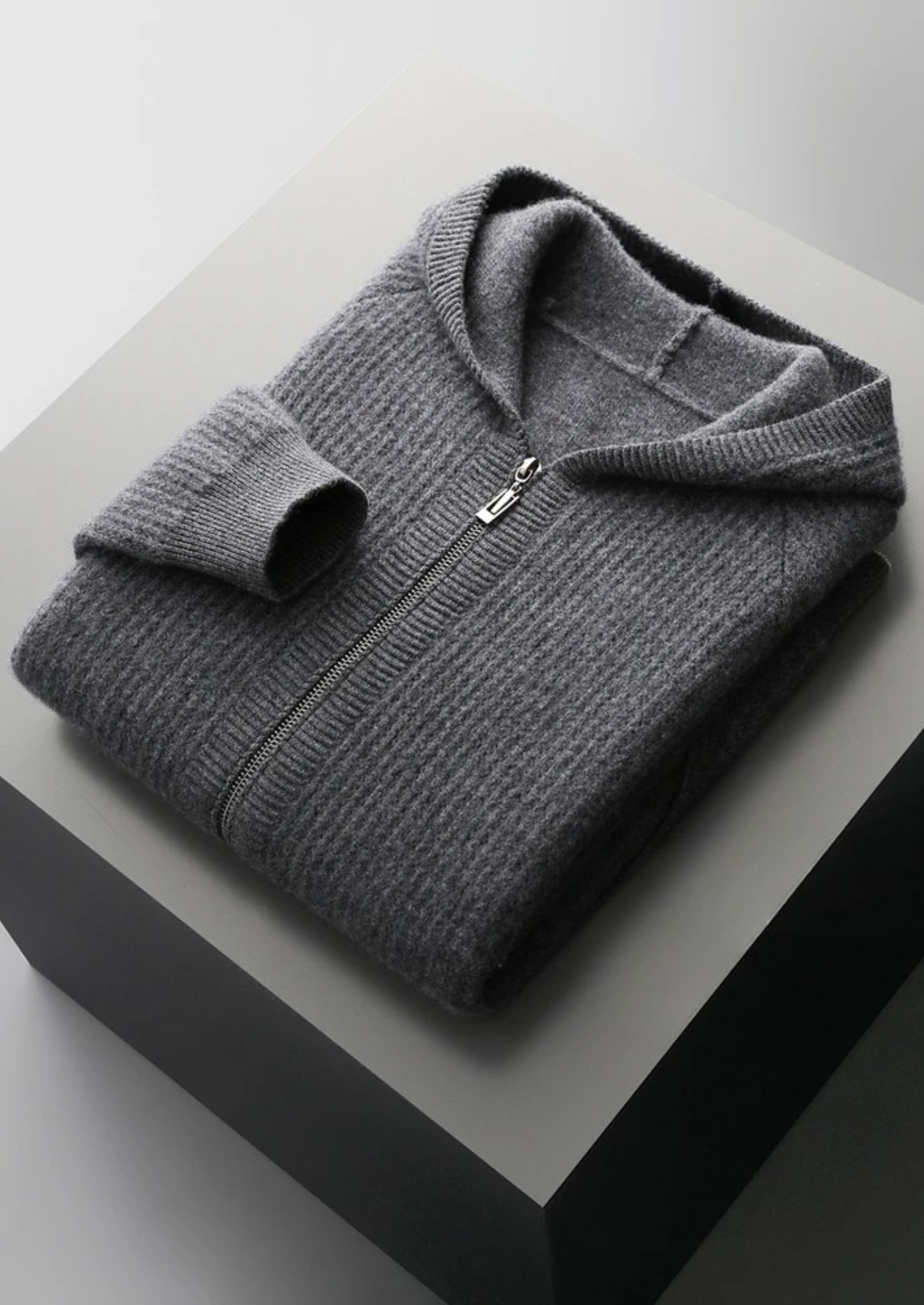 Cavallo  Wool Ribbed Zipper Hoodie