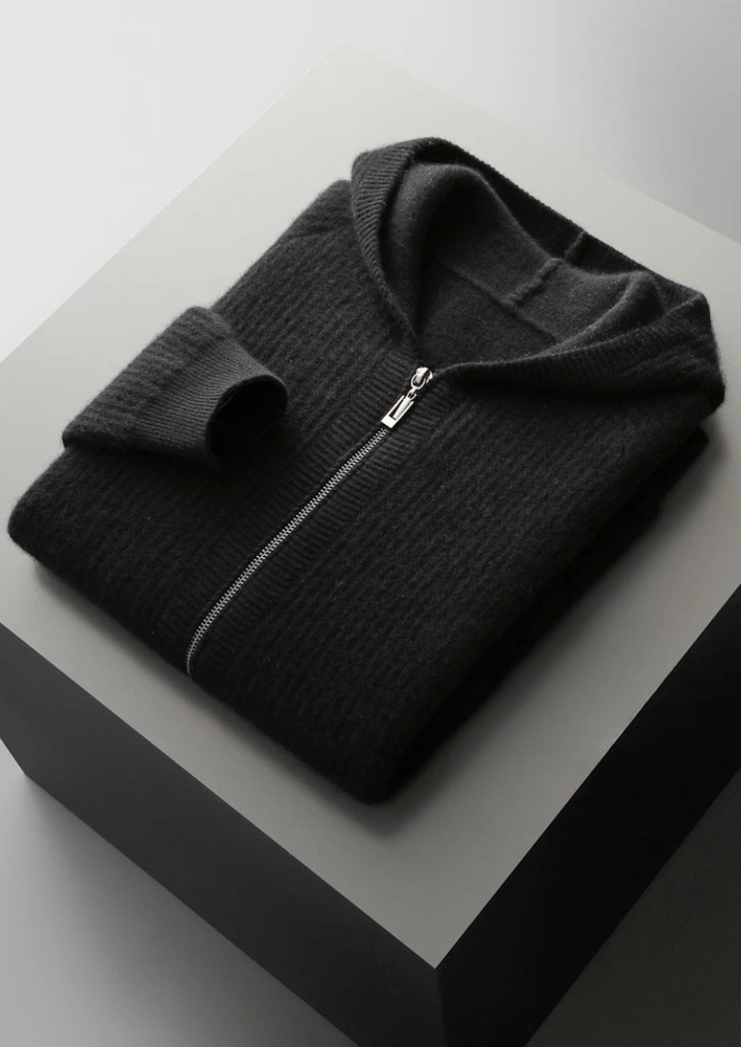 Cavallo  Wool Ribbed Zipper Hoodie