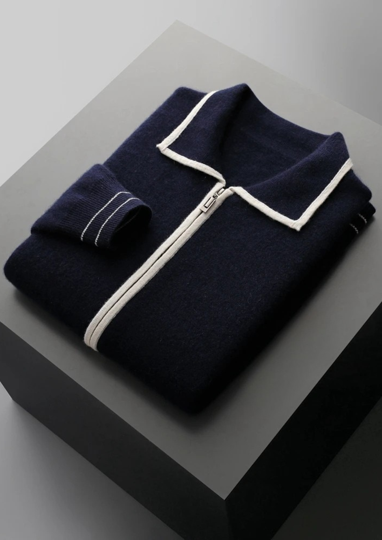 CAVALLO WOOL TWO-TONE POLO CARDIGAN