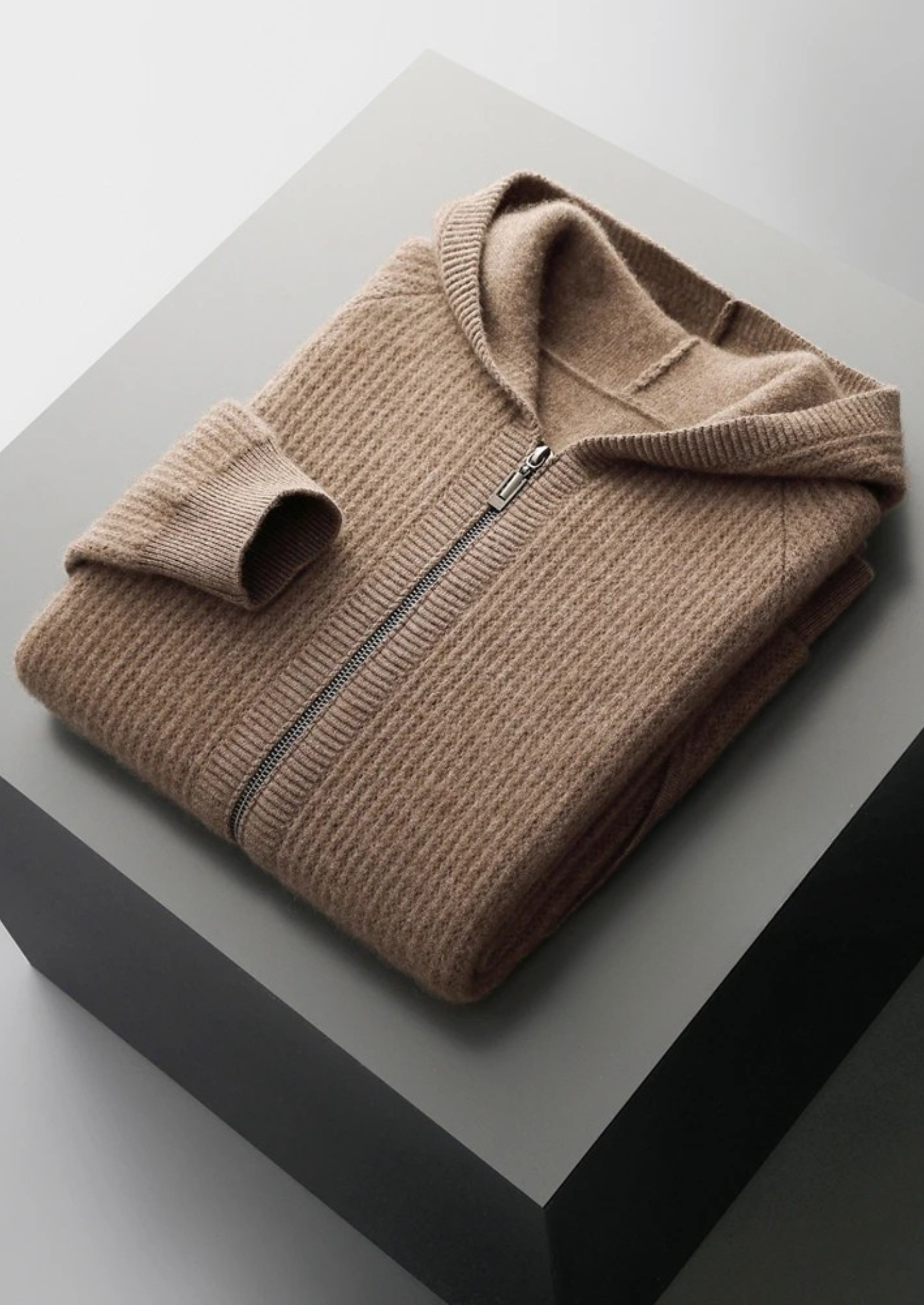 Cavallo  Wool Ribbed Zipper Hoodie