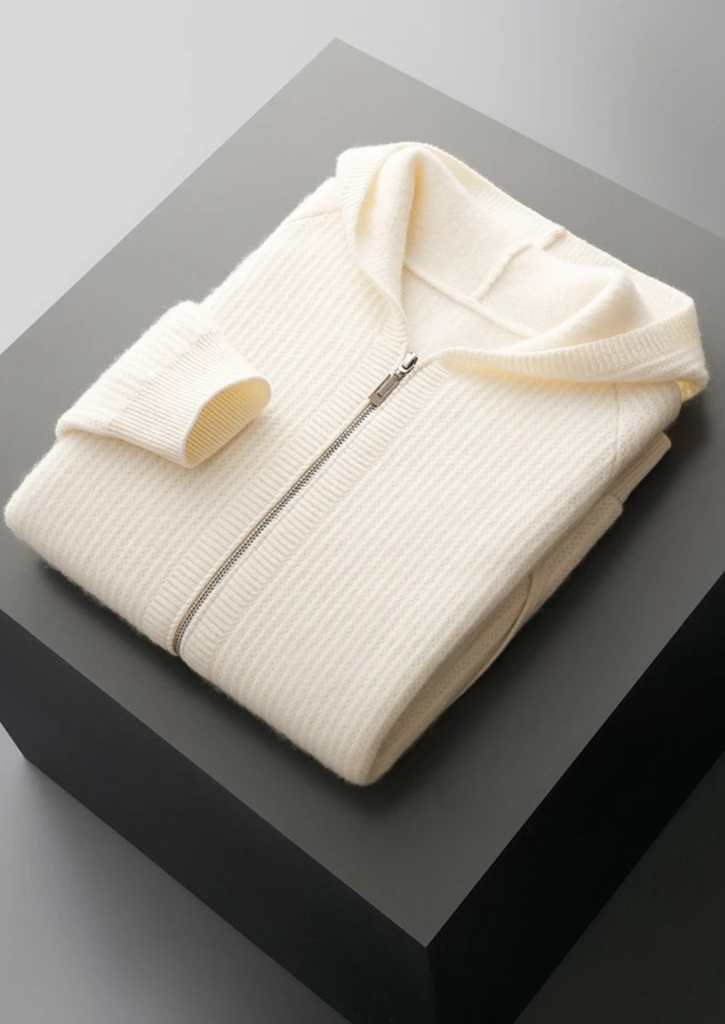 Cavallo  Wool Ribbed Zipper Hoodie