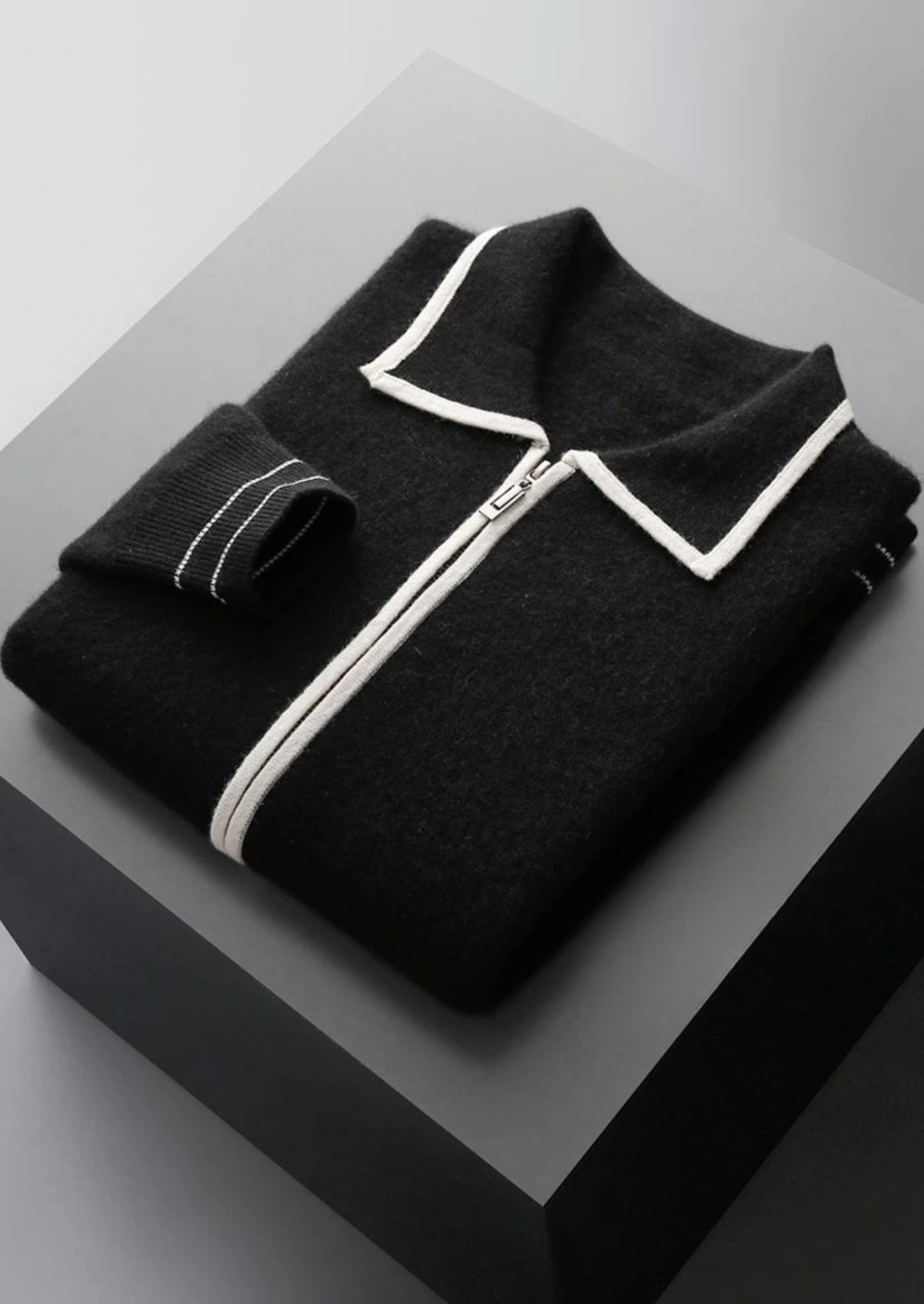 CAVALLO WOOL TWO-TONE POLO CARDIGAN