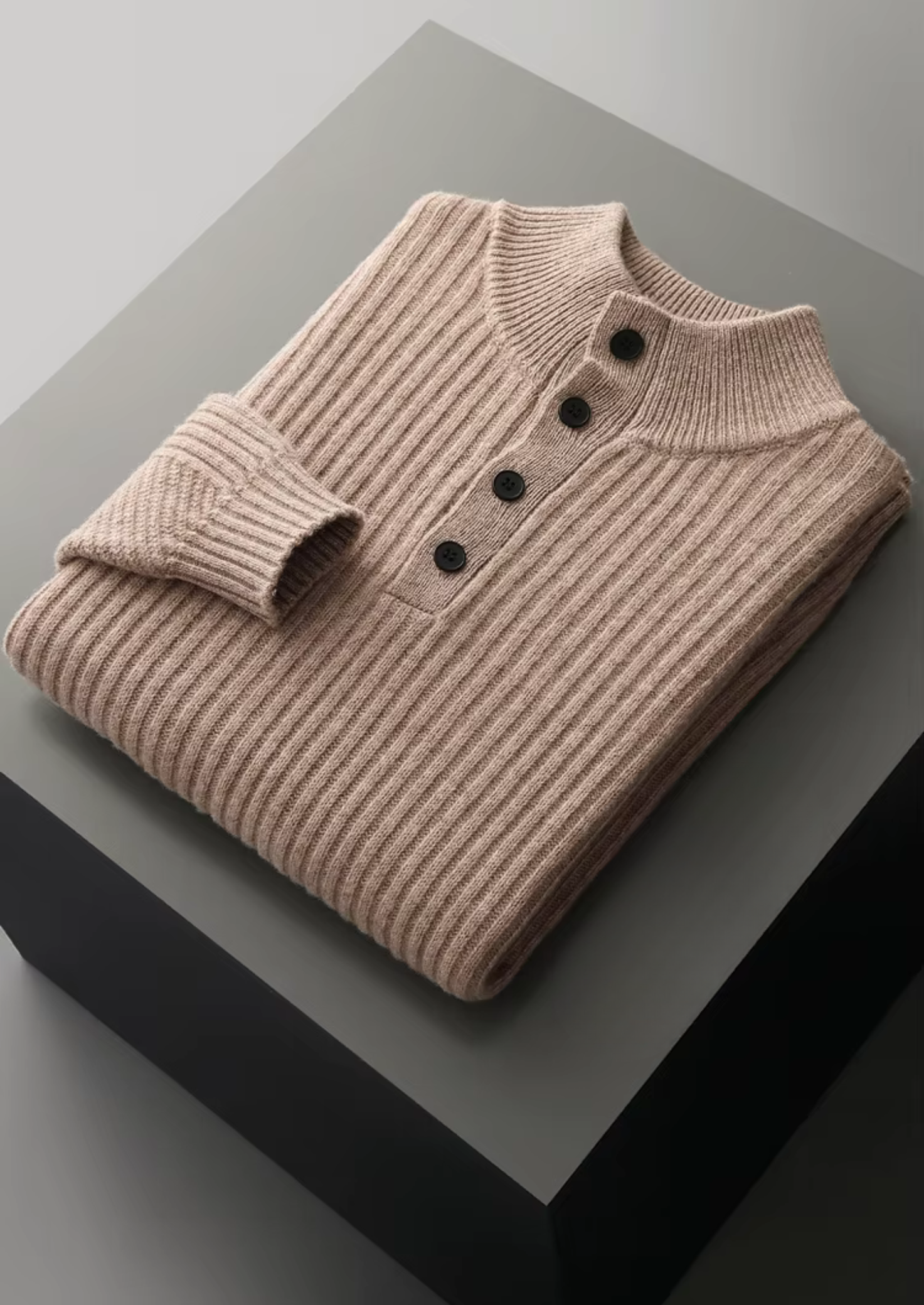 Cavallo  WOOL RIBBED HENLEY SWEATER