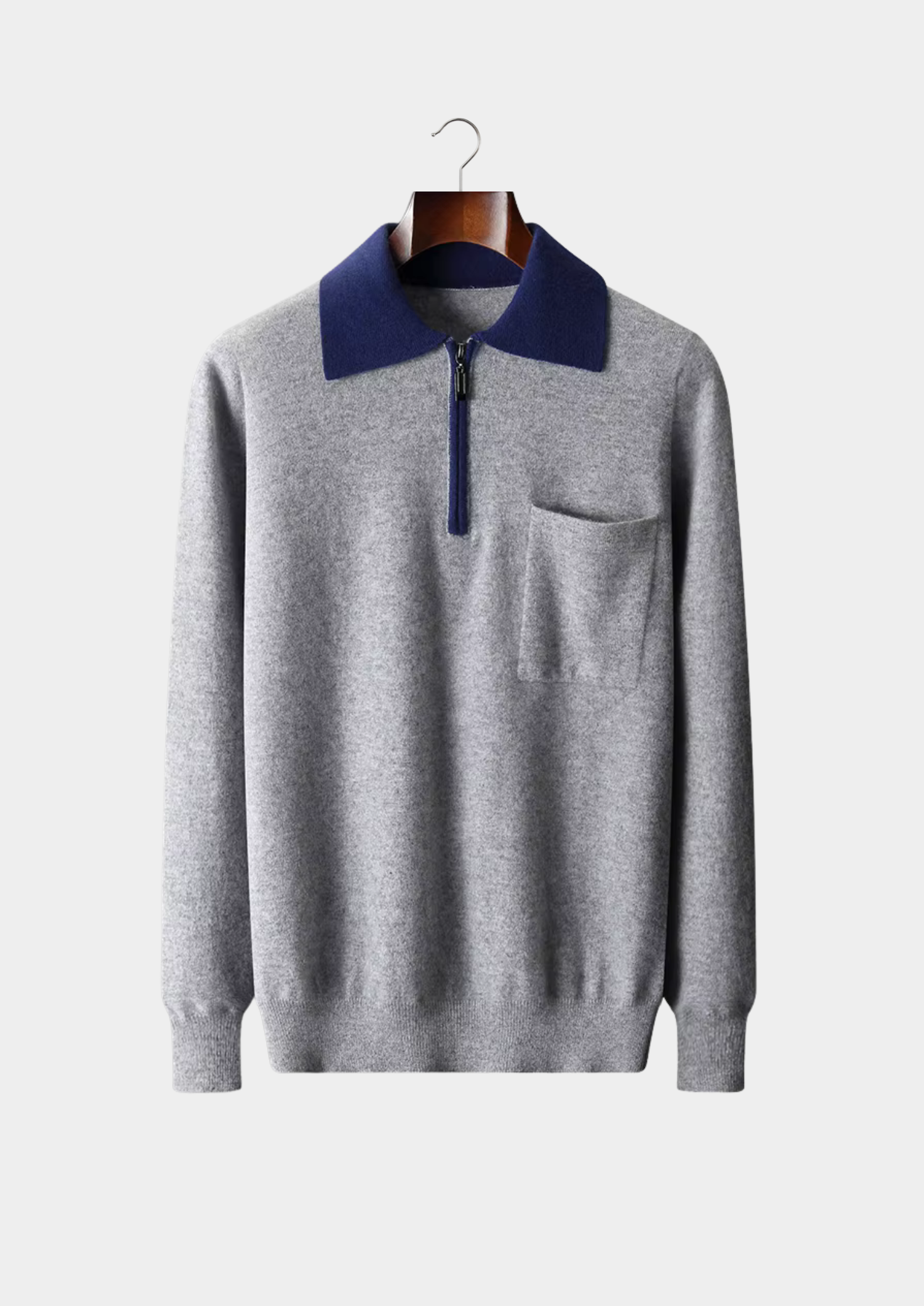 CASHMERE TWO TONE ZIPPER POLO