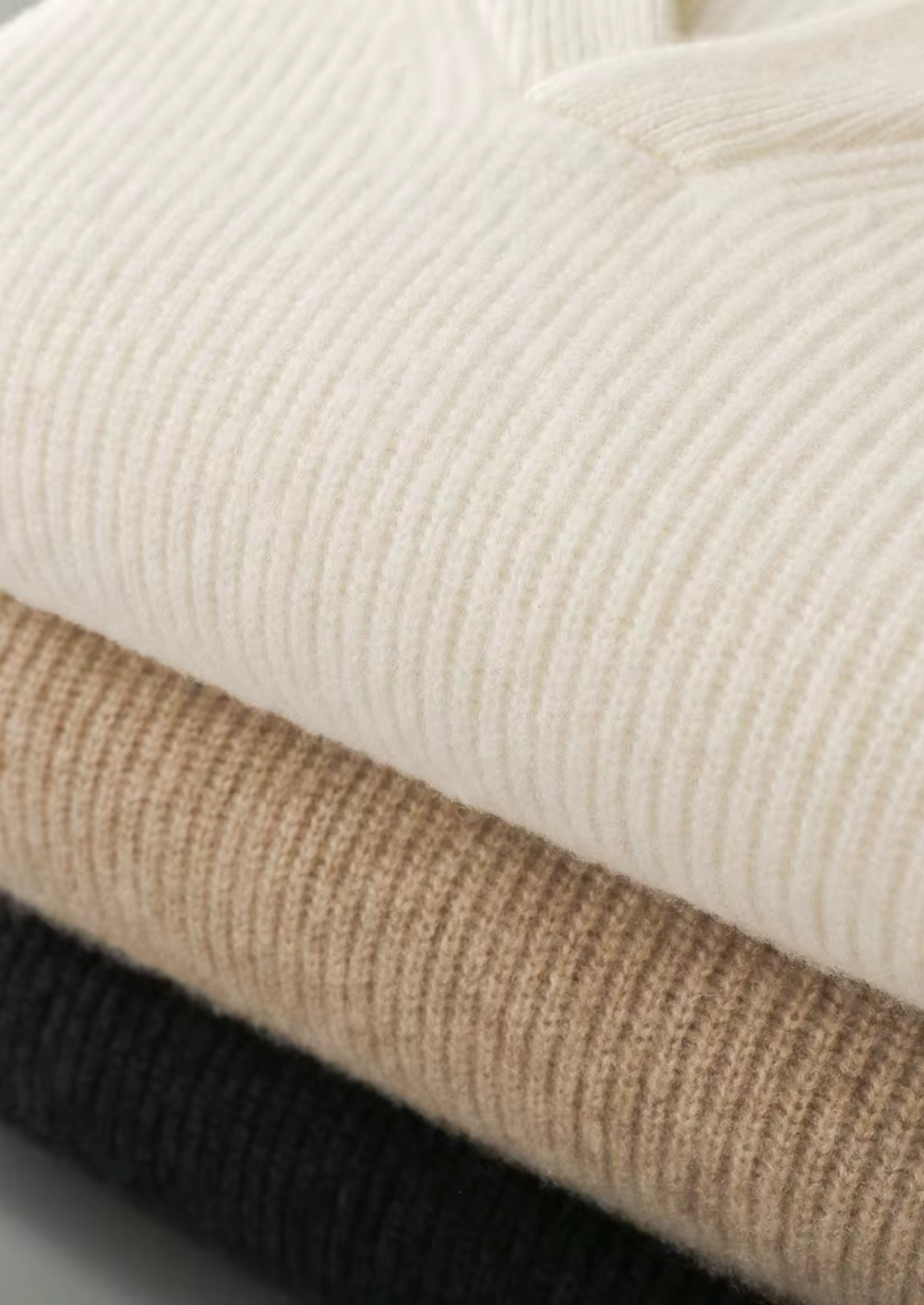 CASHMERE RIBBED V-NECK SWEATER