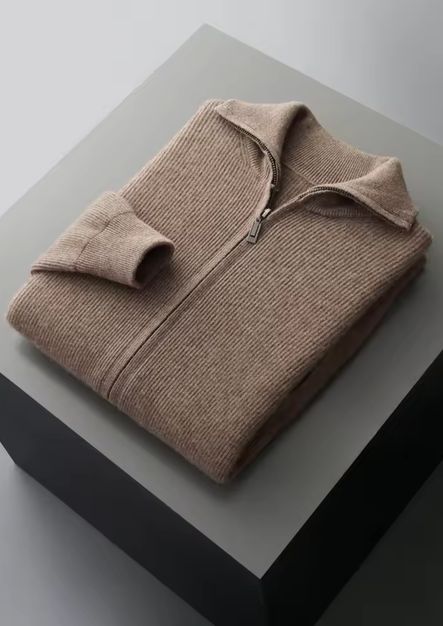 Cavallo Wool Ribbed Zipper Cardigan