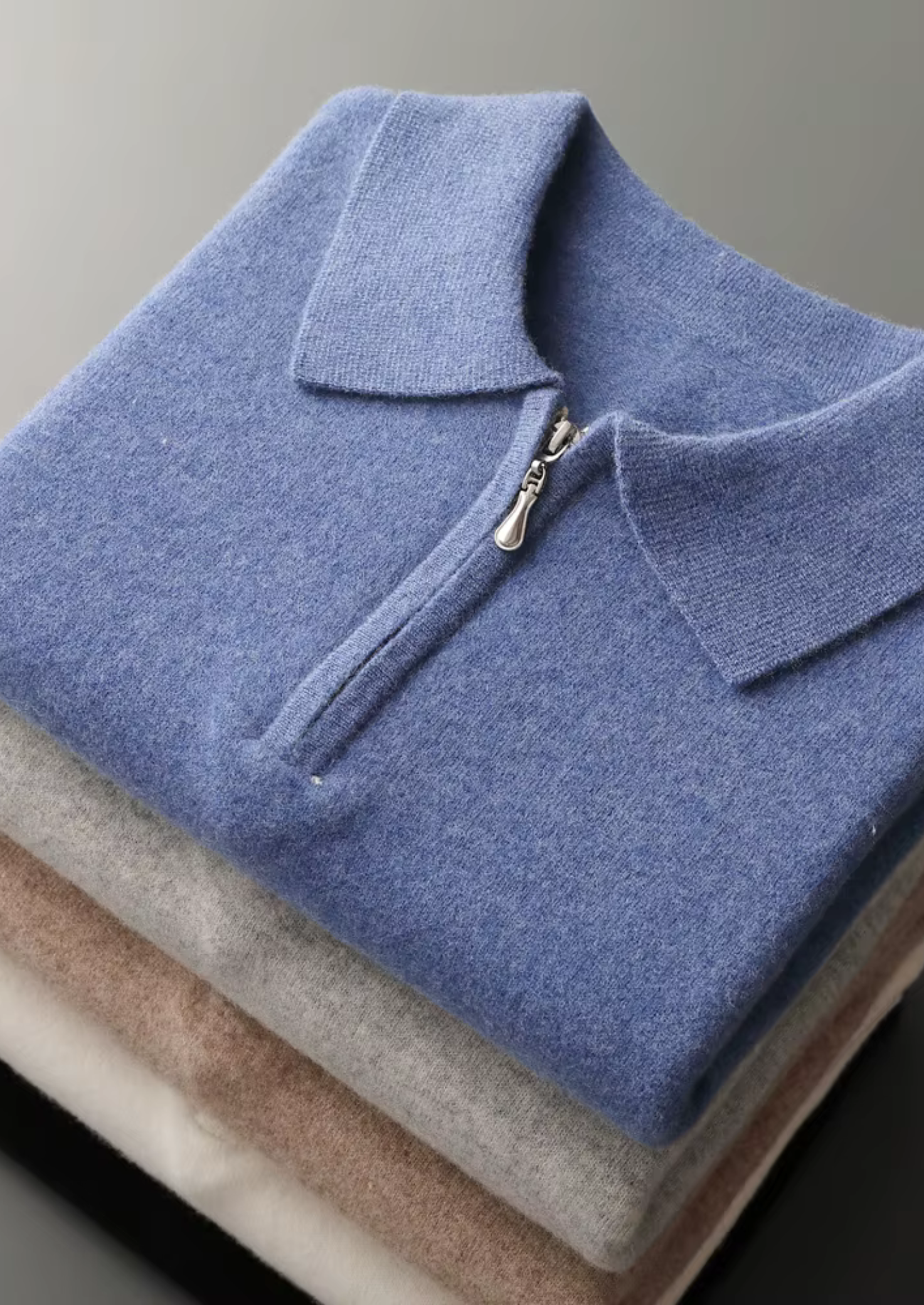 CAVALLOWOOL HALF ZIP POLO