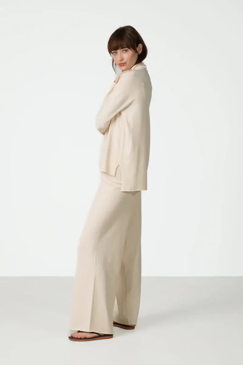 Kaia Elastic Waist Pants | Cream | Fine Knit