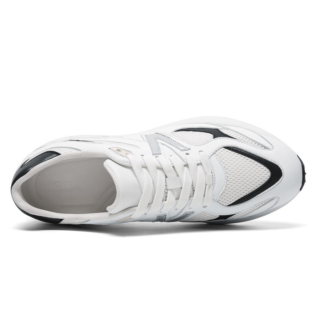 8 CM/3.15 Inches CMR CHAMARIPA Men's Elevator Sneakers – Breathable White Mesh Height-Boost Shoes