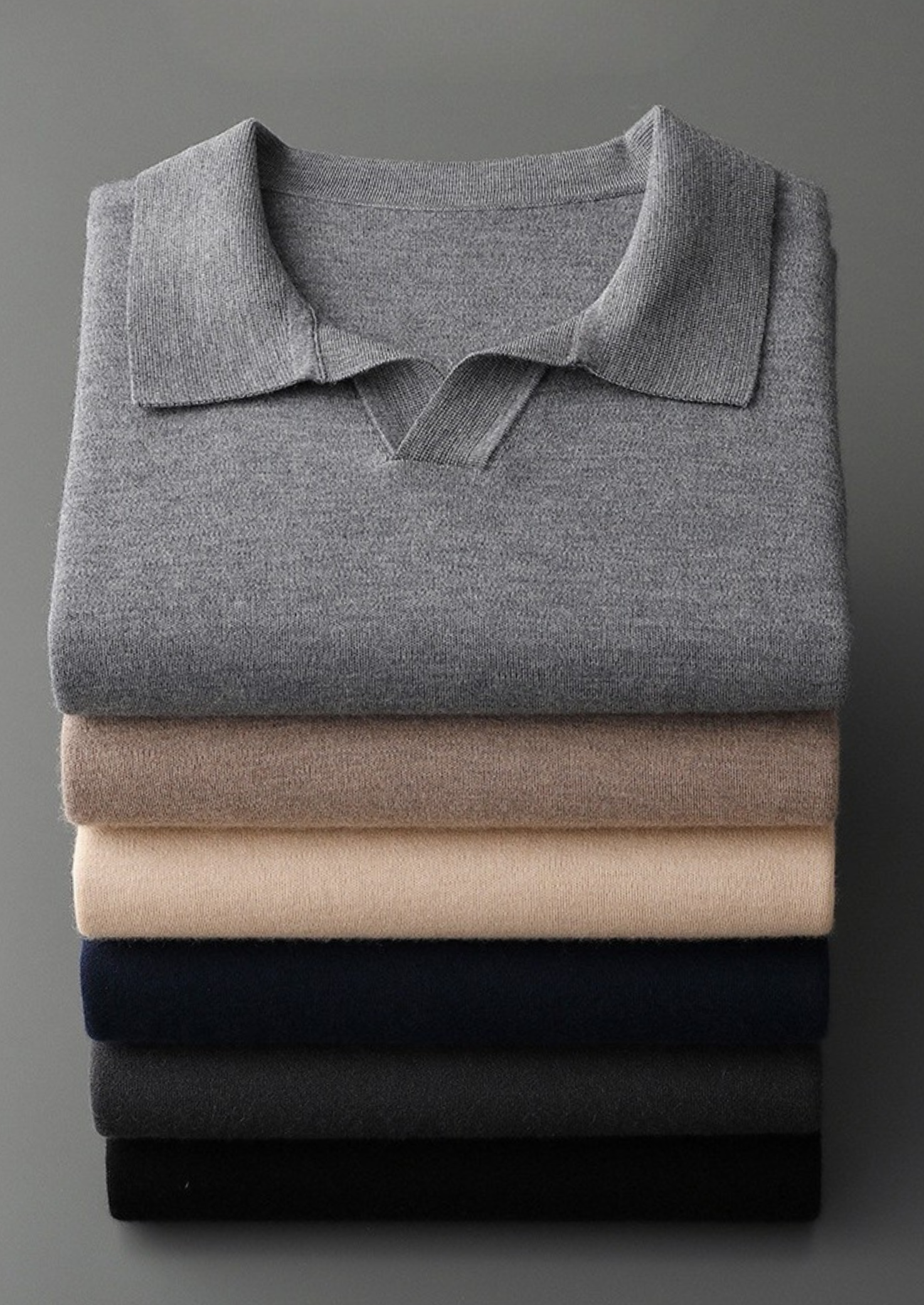CASHMERE BUTTONLESS SWEATER POLO