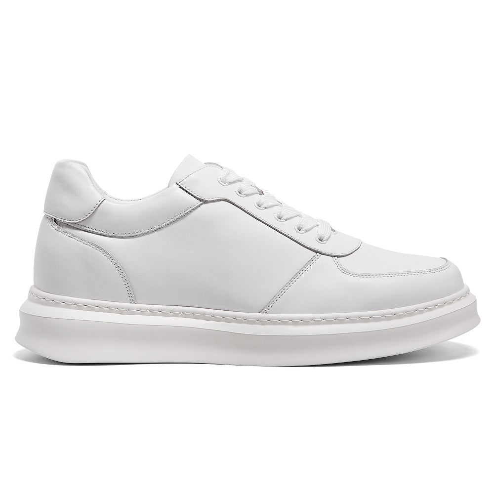 7 CM/2.76 Inches CMR CHAMARIPA Men's Premium White Leather Height Increase Sneakers - Elevator Casual Shoes