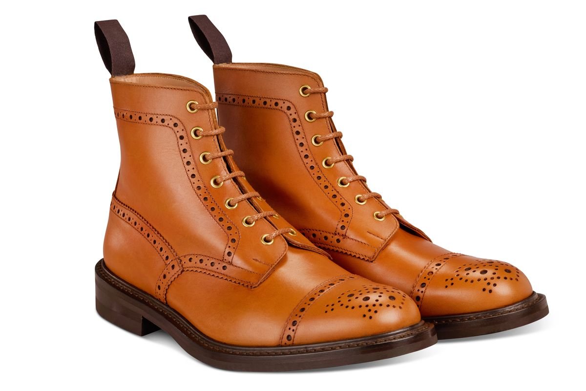 7046 - Men's Derby ToeCap Brogue Boot - Gold MC