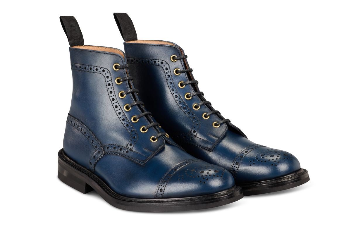 7046 - Men's Derby ToeCap Brogue Boot - Navy MC