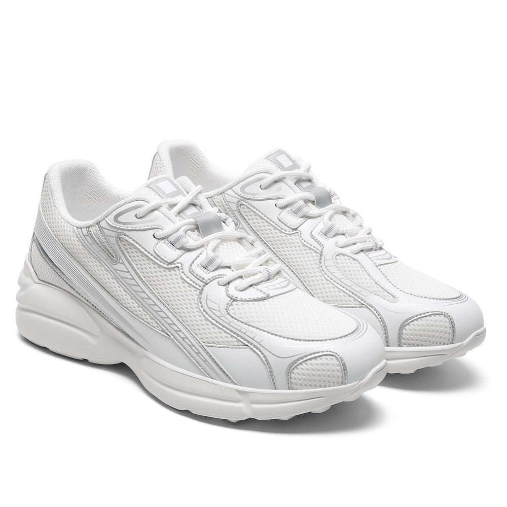 7 CM/2.76 Inches CMR CHAMARIPA  Men's Height Increasing Sneakers - White Mesh Athletic Trainers