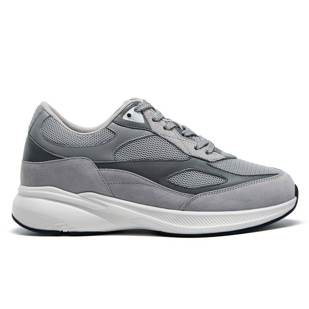 8 CM/3.15 inches CMR CHAMARIPA Men's Grey Mesh Invisible Height Sneakers - Breathable Elevator Shoes for Casual Wear