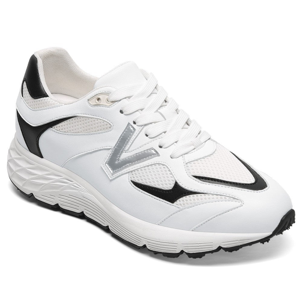 8 CM/3.15 Inches CMR CHAMARIPA Men's Elevator Sneakers – Breathable White Mesh Height-Boost Shoes