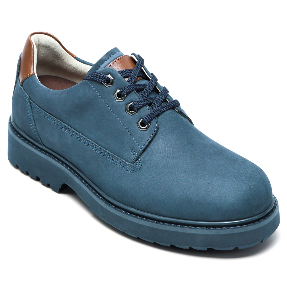 7 CM/2.76 Inches CMR CHAMARIPA Men's Blue Nubuck Elevator Shoes - Casual Comfort Sneakers
