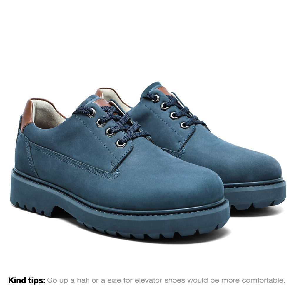 7 CM/2.76 Inches CMR CHAMARIPA Men's Blue Nubuck Elevator Shoes - Casual Comfort Sneakers