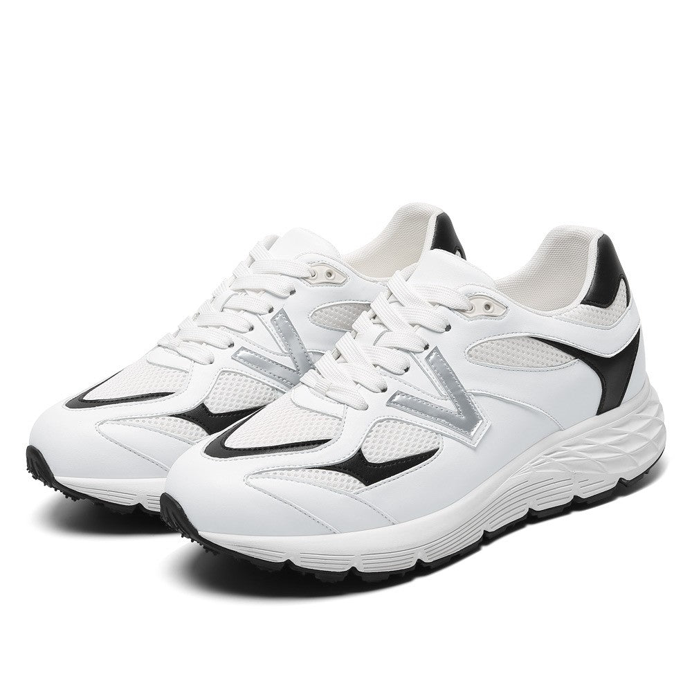 8 CM/3.15 Inches CMR CHAMARIPA Men's Elevator Sneakers – Breathable White Mesh Height-Boost Shoes