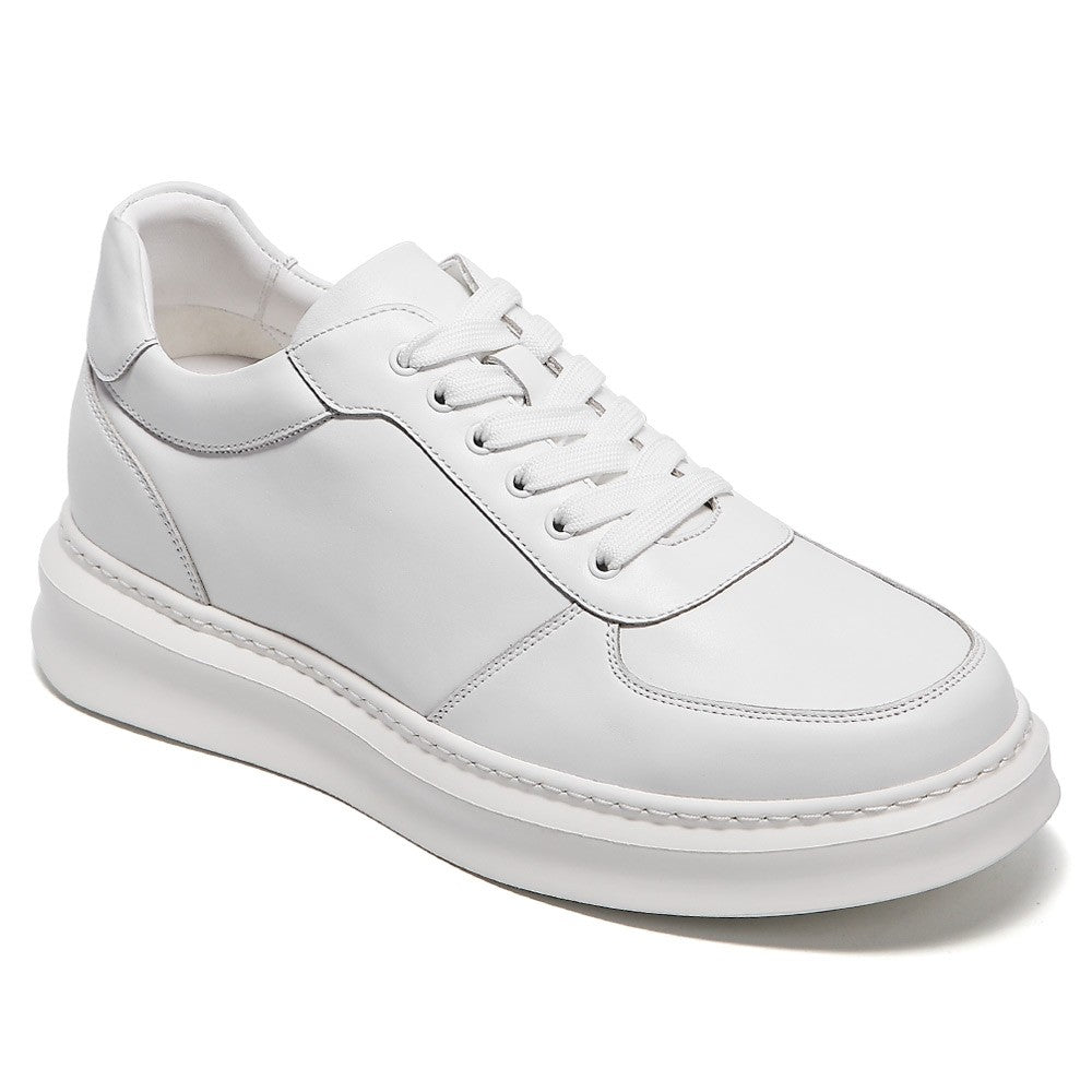 7 CM/2.76 Inches CMR CHAMARIPA Men's Premium White Leather Height Increase Sneakers - Elevator Casual Shoes