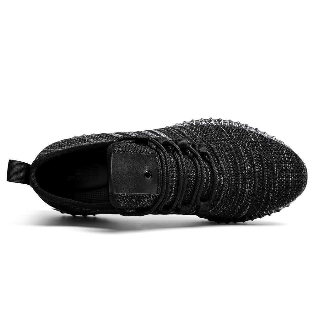 7CM / 2.76 Inches CMR CHAMARIPA Black Knit Breathable Height-Elevator Shoes For Men