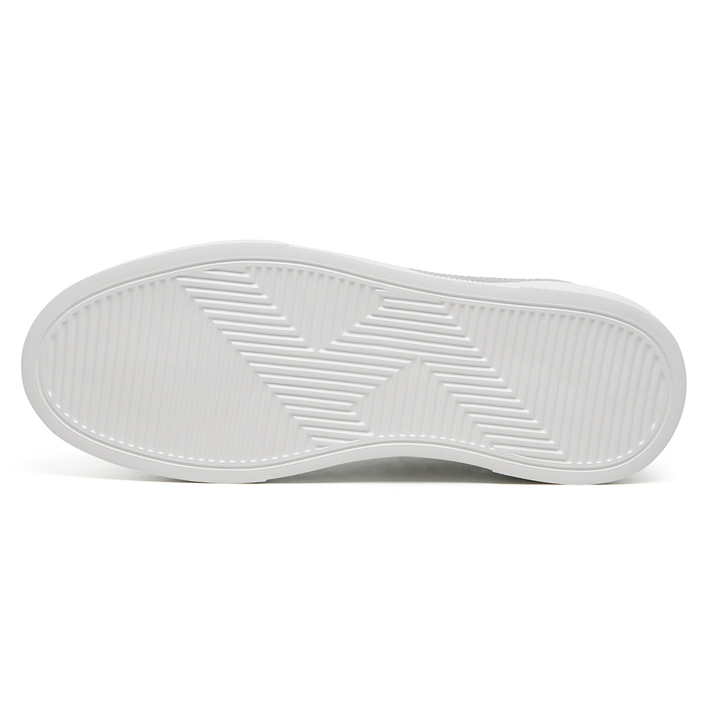 8CM / 3.15 Inches CMR CHAMARIPA Men's Shoes With Higher Heels | White Leather High-Top Sneakers